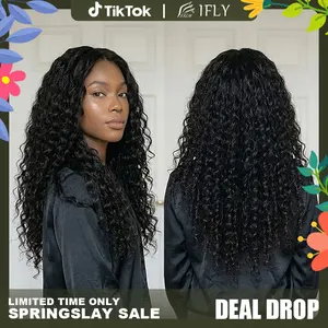 【20“= $69】IFLY 13x4   Lace Front  200% Density 12A    Pre Plucked  Curly    for Women Natural Black    hair human Wig Deep Wave
