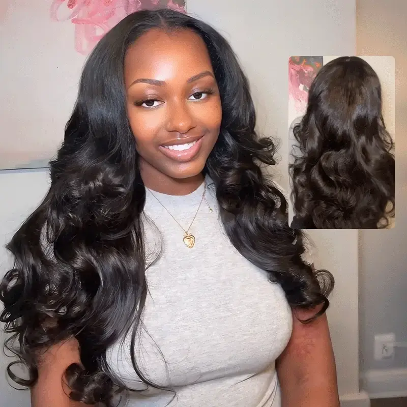 ISEE HAIR Yaki Straight V Part Human Hair Wig, Pre-Styled Butterfly Layer Cut, Glueless Sew In Wig, Natural Black,  Ready to Wear Beginner Friendly Wig for Everyday, Work & Back to School #DealsForYouDays campingessentials