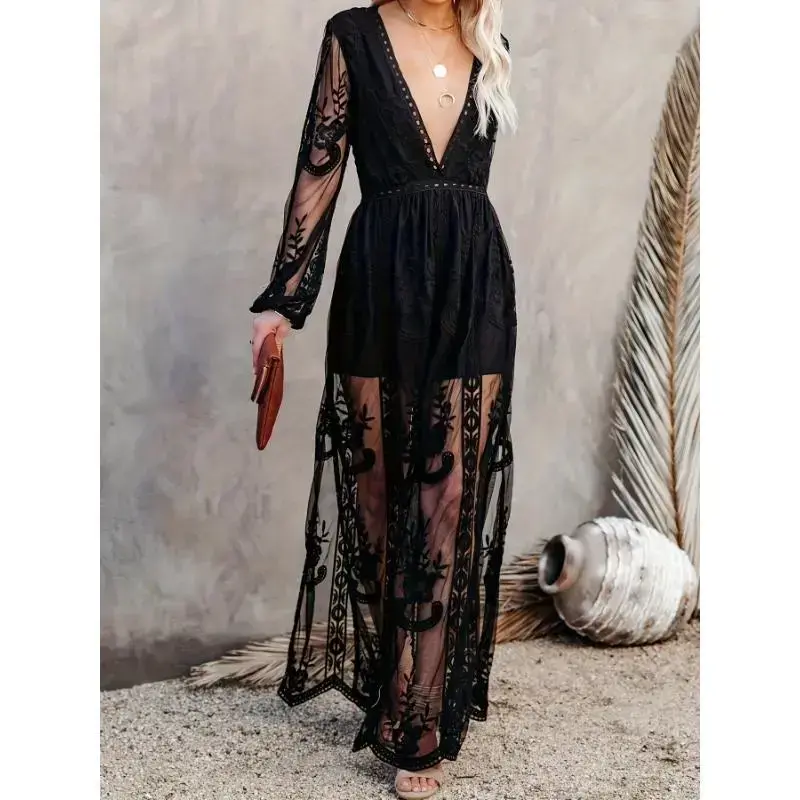 umber embroidered lace dress - TikTok Shop