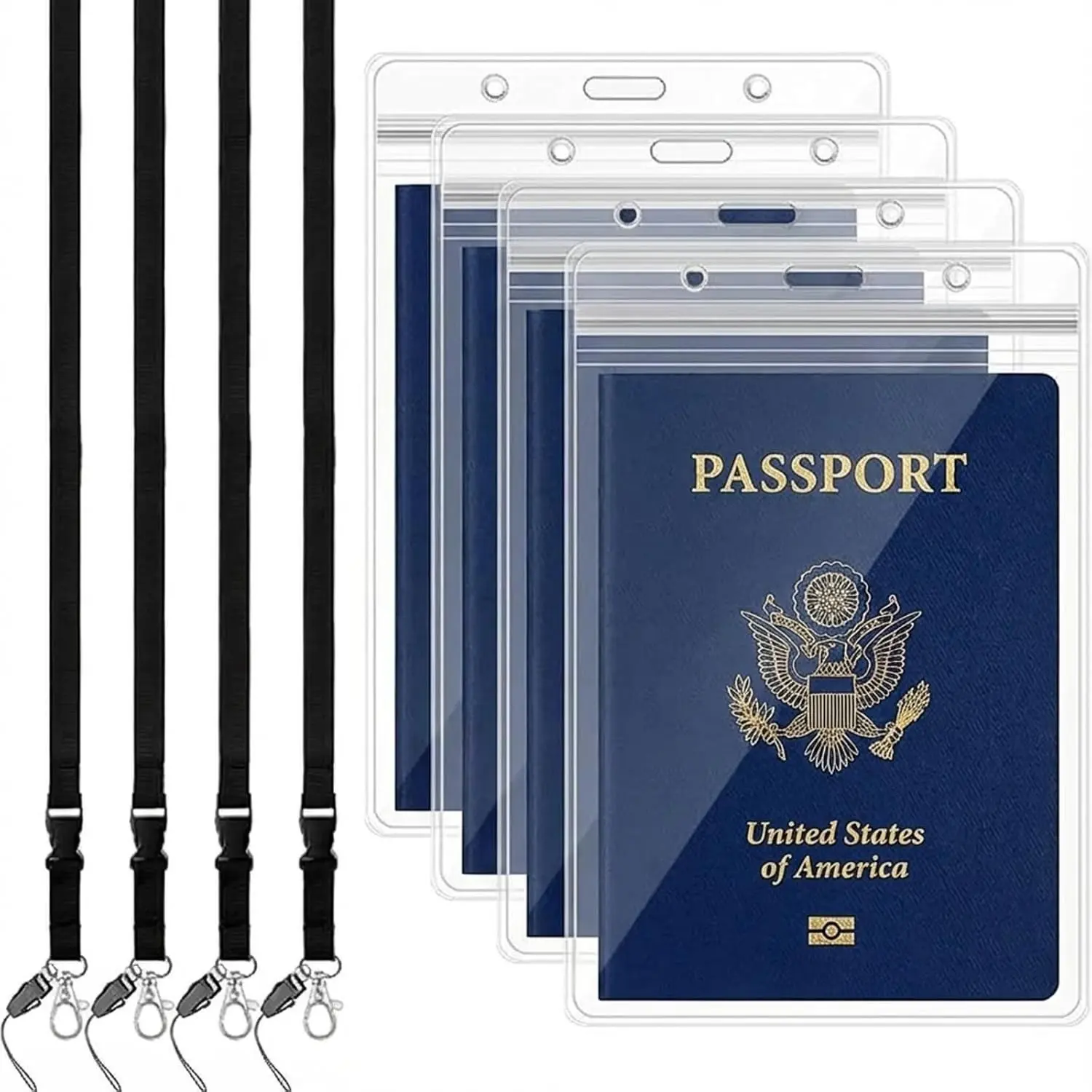 Tinlade Waterproof Passport Holder Pouch Ticket Holder Travel Wallet with Resealable Pockets Adjustable Lanyard for Men Women