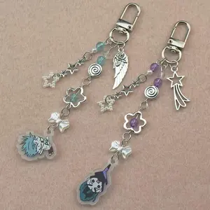 AlienStage Cosplay Keychain IVAN & TILL Star Bow Wing Pendant Gift for Trendy Lovers Plastic Material Unique Design