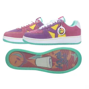 YUMS Fruit Punch Sneakers - Pink, Purple, Yellow, and Turquoise Suede Casual Low Top Shoes - Streetwear Style Fashion Footwear