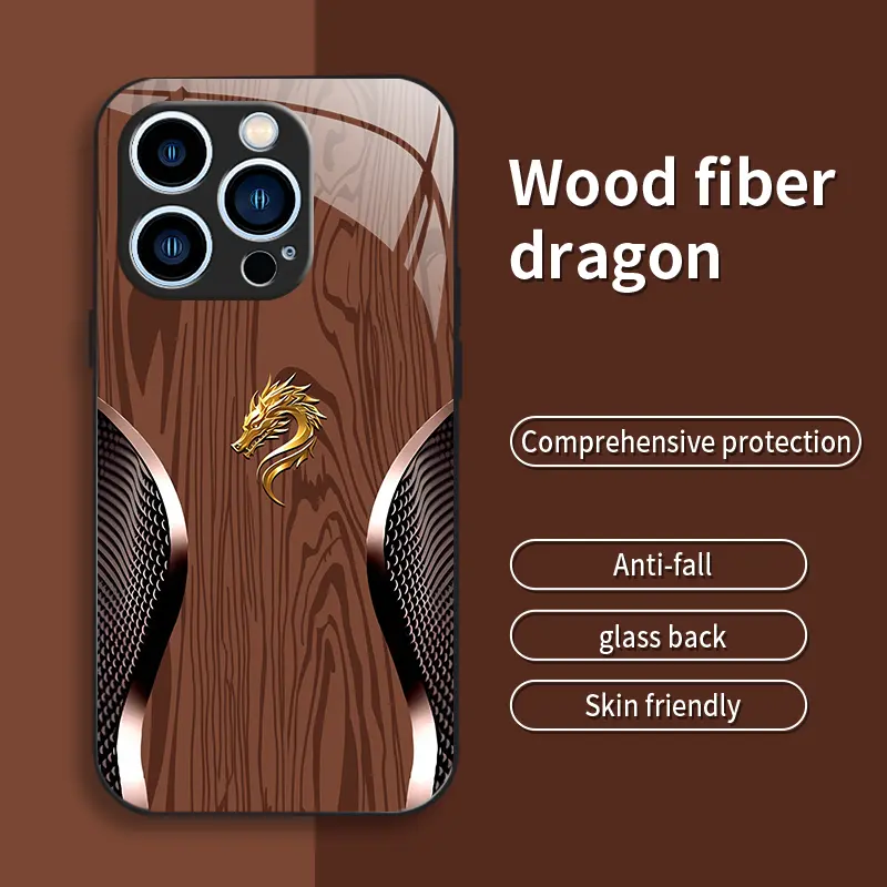 Suitable for [iPhone 15 Pro Max] Personality, simple, luxurious, split dragon pattern, creative, business, high-end, drop-proof glass mobile phone case, affordable, drop-proof, anti-fingerprint-888