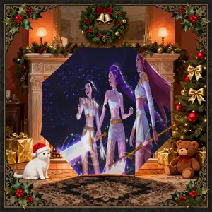 Automatic Folding Umbrella, K-Pop Hunter-X Gift Pattern, Portable & Foldable Design, 8 Ribs, Casual Outdoor Accessory, Holiday Gifts