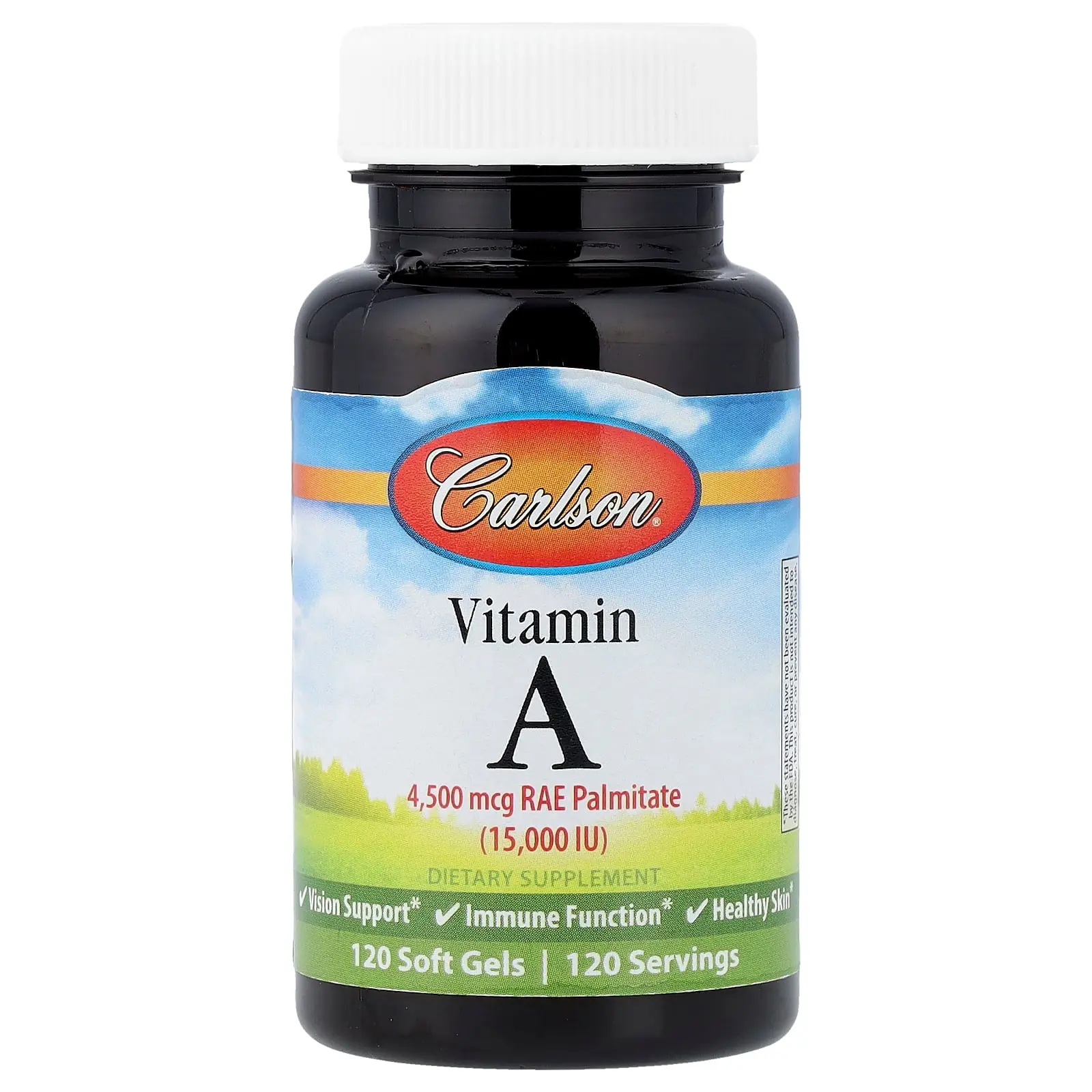 Carlson Vitamin A, 4,500 mcg RAE (15,000 IU), 120 Soft Gels
