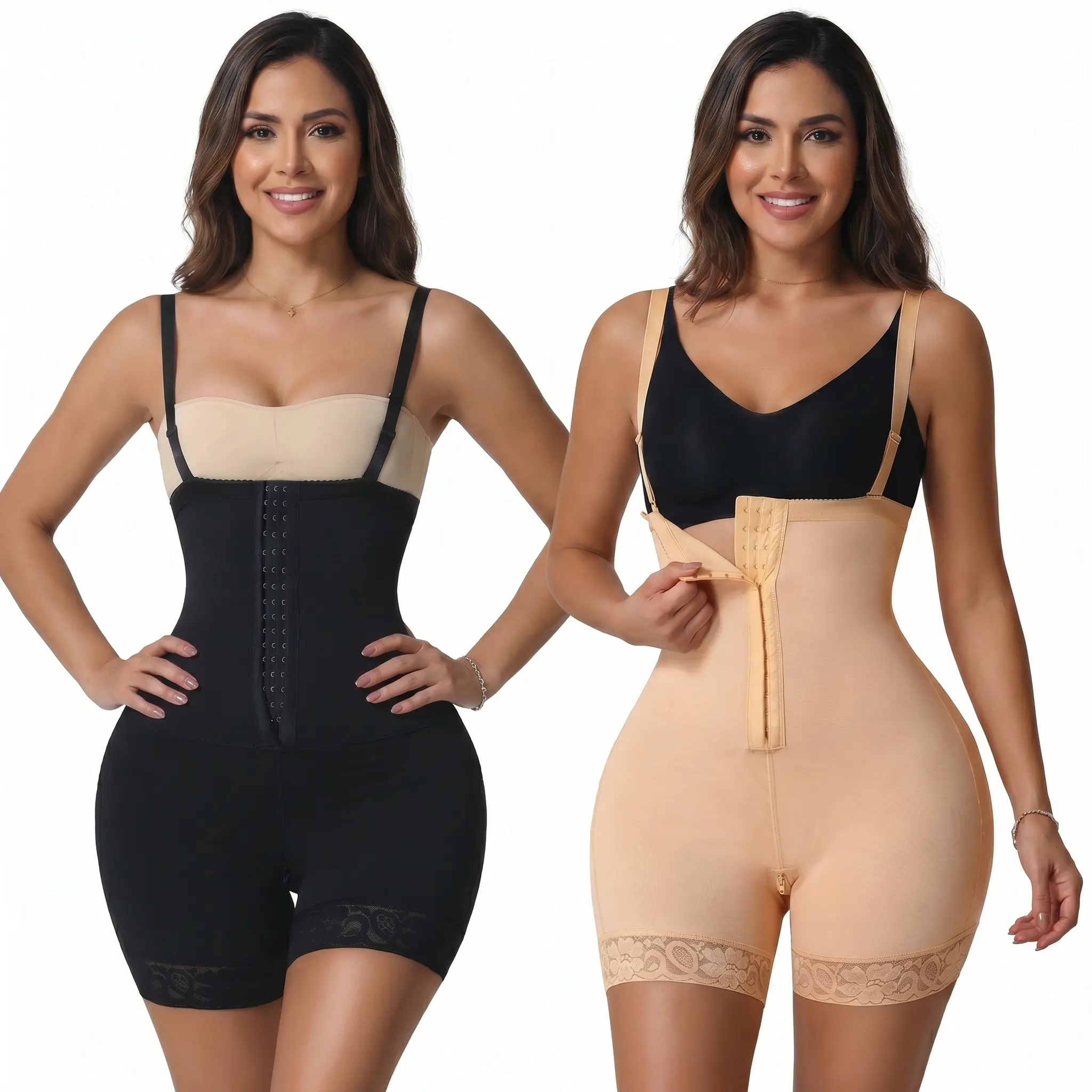 Women's Colombian Highwaist Girdle Bodysuit (S-6XL) - 360° Compression Full Body Shapewear, Abdominal Binder, Tummy Control, Lifted Silhouette, Easy-Release Zipper for Post-Surgery Fit chort faja