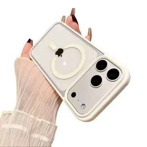 Macaron Color Clear Magnetic Phone Case, Transparent Aesthetic Slim Cover, Compatible with MagSafe Wireless Charging, Anti-Drop Protective Case for iPhone 11-17 Pro Max / Air, Trendy Unisex Case Perfect Gift for Her/Him
