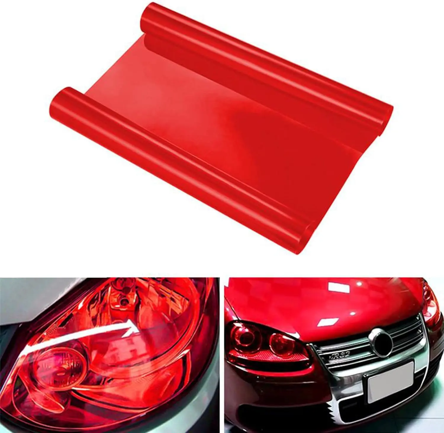 Car Light Tint Film Car Light Film Sticker Headlight Fog Light Tinted Color Films Sticker Auto Smoke Film Sheet Sticker Cover for Car Headlight Brake Lights Taillight Fog Light(Red,30x200CM)