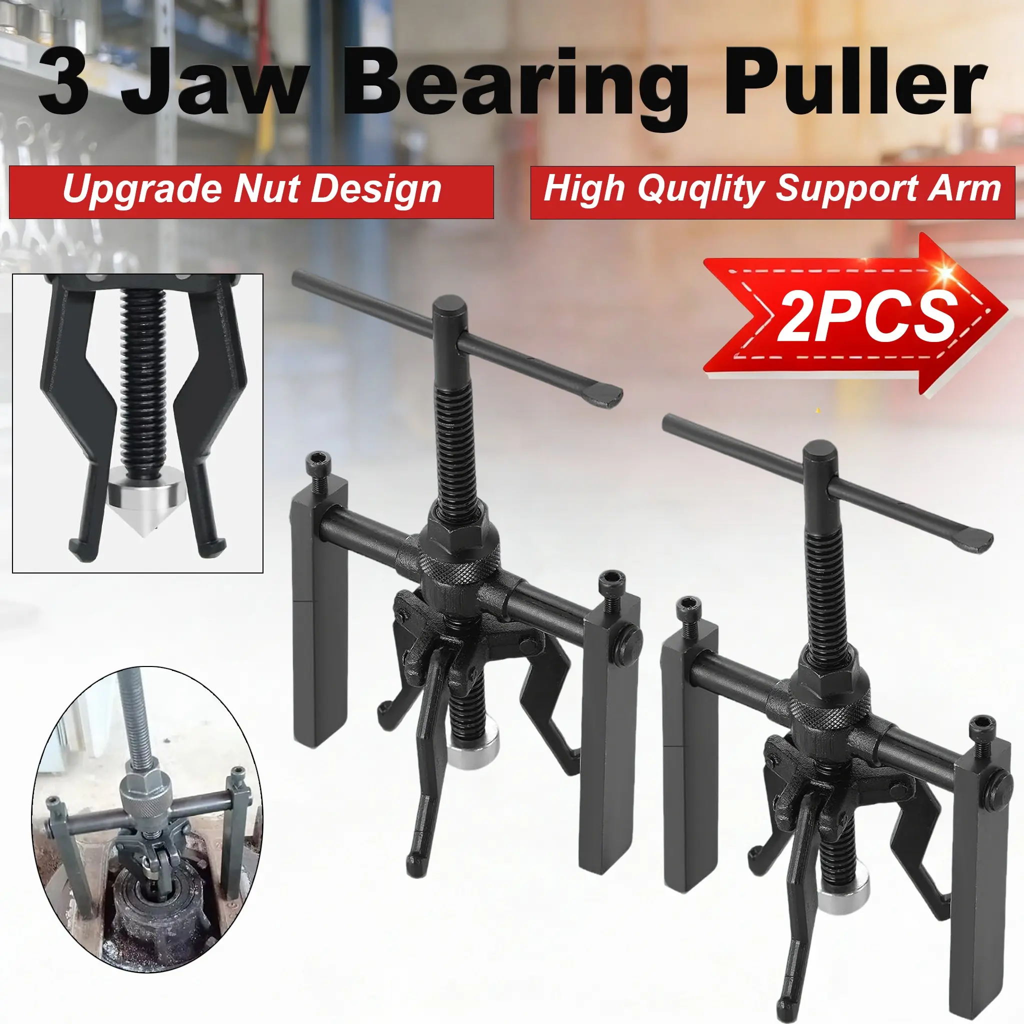 3-Jaw Guide Bearing Puller Set | Blind Bearing Puller Removal Kit. Bushing Gear Extractor Wheel Bearing Puller Kit -- Heavy-Duty Pilot Gear Extractor for Motorcycles, Cars, and SUVs, Car Repair Tool Car Automotive Tools