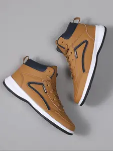 Men's High Top Casual Sneakers, Walking Trainers, Lightweight Comfortable Running Shoes, Sports Shoes, Fashion All Season Wear, PU Leather, Rubber Sole