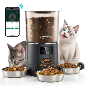 Automatic Cat Feeder for 3 Cats, 6L/25 Cups Smart WiFi Pet Feeder, Strong Anti-Jam System, Dual-Effect Desiccant Cat Food Dispenser, with 10S Voice Recorder for Cats and Small Dog