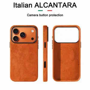 Alcantara Case For iPhone 17 Series Real Italian Leather Magnetic MagSafe Cover Button Protector For iPhone 17 17Pro 17ProMax