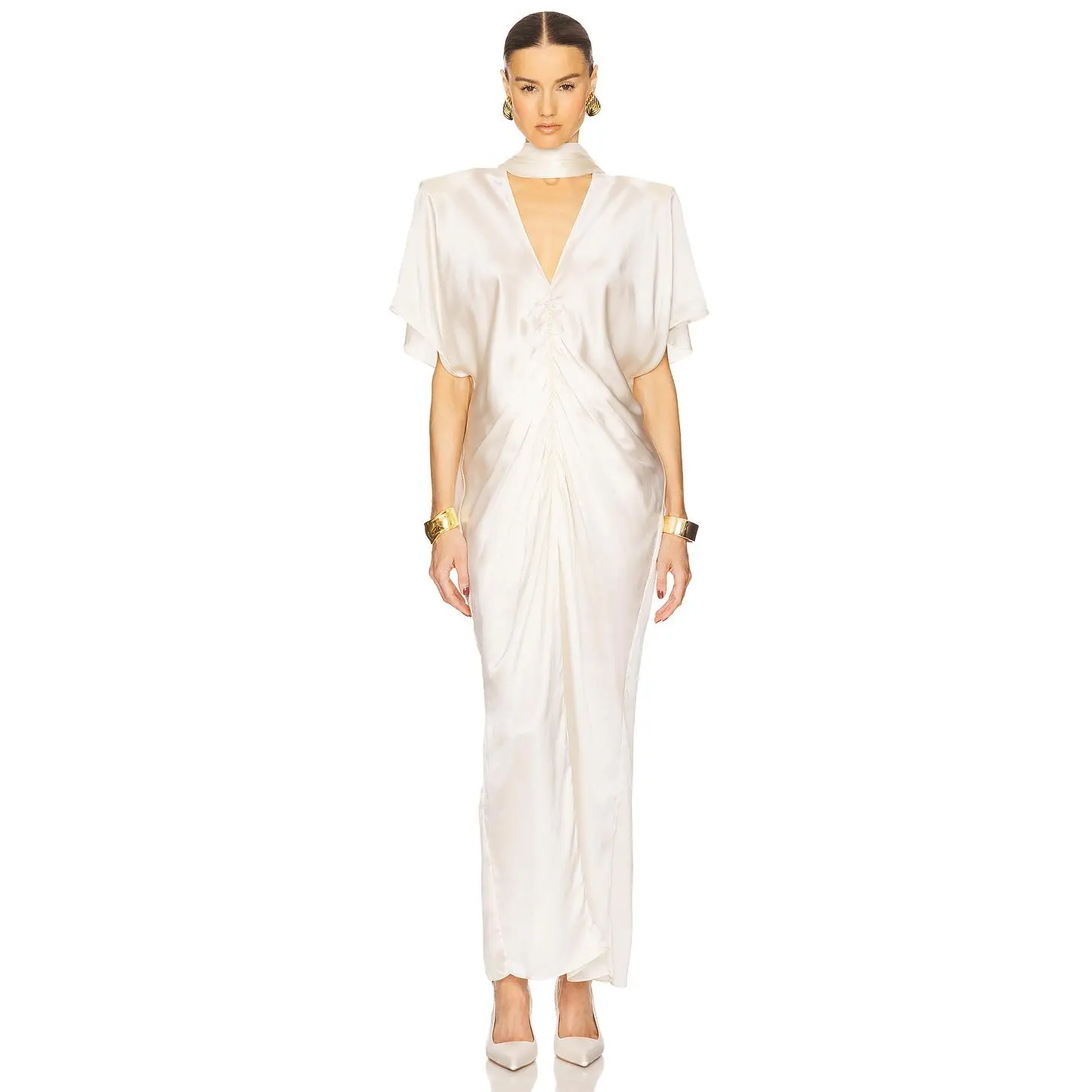 Helsa The Demeter Dress in Silk Lyocell in Cream Helsa The Demeter Dress in Silk Lyocell in Cream