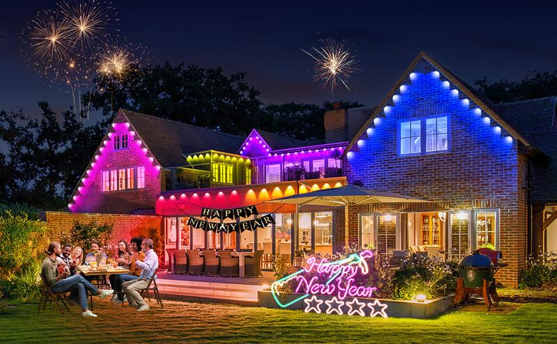 Nexillumi eaves light,Dynamic light，Permanent Qutdoor Lights100ft, Smart RGB IC Eaves Lights With72 Scene Modes, lP67 OutdoorLighting For Holiday Decorations,Party, 6OLEDS Garage Home