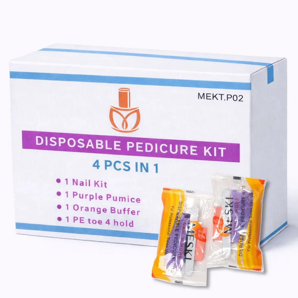 TP HTOWN 200Sets Disposable Pedicure Kit 4 in 1 – Complete Foot Care Set with Nail File, Buffer, Toe Separator, and Pumice for Salon and Home Use