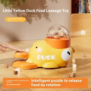 Duck-ShapedInteractive Treat Dispenser-2-in-1 DogPuzzle Toy & Slow Feeder Bowl for Small & MediumDogs-PromoteslO Training, Healthy Eating & Anti-Gulping(Yellow) food puzzle slow feeder