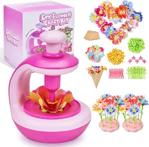 Flower Craft Kit for Kids, DIY Make Your Own Flower Bouquet Set with Reusable Felt Flowers, Arts and Crafts Gift for Girls Boys Ages 4-10, Felt Parts