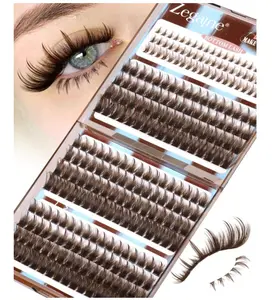 Brown Lash Clusters With Spikes Bottom Eyelash Clusters Wispy Cluster Eyelash Extensions Brown Manga Lash Clusters Fluff Individual Lashes 12-18MM 264Pcs by Zegaine