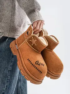 Winter Fleece Lined Cotton Shoes, Large Head Mickey Fluffy Snow Boots, Trendy Men's Footwear, Warm and Comfortable, Perfect for Cold Weather