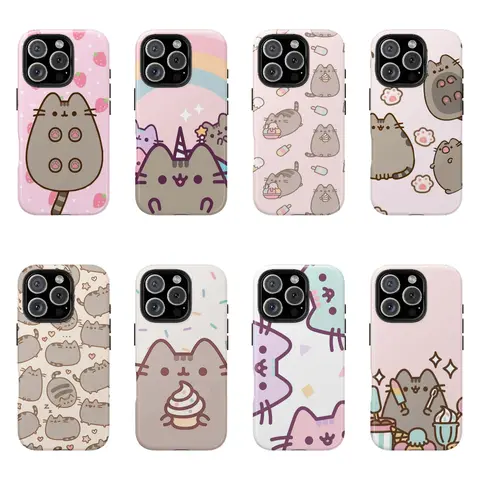 Cute Pusheen Cartoon Character Transparent TPU Soft Cellphone Casing - Cute Phone Accessories Cover for iPhone 17/16/15/14/13/12/11 Pro Max, Samsung Devices, Halloween Gift