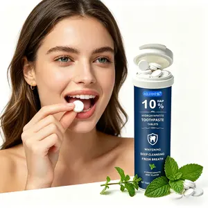 10% Hydroxyapatite Mint-Flavored Whitening Toothpaste Tablets, containing hydroxyapatite, probiotics, and xylitol, help freshen breath and clean and whiten teeth, Teeth Whitener. 30g