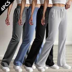 Mother’s Day heartfelt gift: women’s high-waisted drawstring wide-leg athletic pants; women’s ice silk drapey wide-leg pants; highly elastic ice silk fabric; side zipper pockets; suitable for home leisure, fitness/running, commuting outfits, and everyday