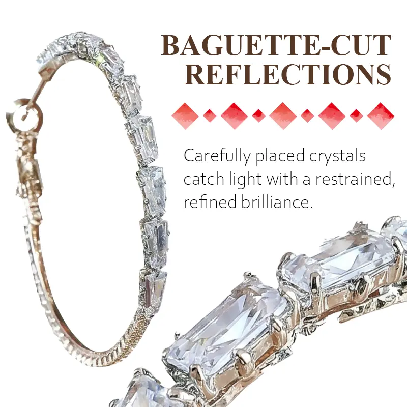 Baguette Crystal Hoop Earrings – Elegant Sparkly Jewelry for Party & Evening Looks