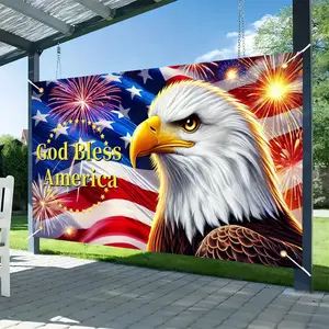 God Bless America Backdrop Patriotic Eagle Photography Background, American Flag Tapestry Wall Hanging, Premium Polyester Party Banner For Memorial Day Celebration, Independence Event, Yard Decor, Photo Booth Supplies