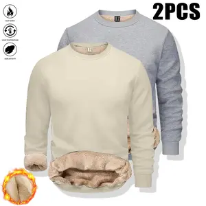 2 Piece Set - Autumn Winter Men's Casual Sports Crew Neck Sweatshirt - Versatile Solid Color Crew Neck Sweatshirt - Available in Various Colors Suitable for Everyday Casual Wear, Outdoor Activities, Hiking, Fitness, Travel, etc.