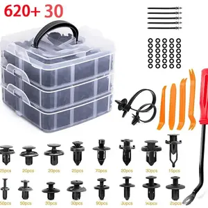 650Pcs Universal Auto Fasteners, Push Trim Plastic Clips Pin Rivet Car Bumper Kit