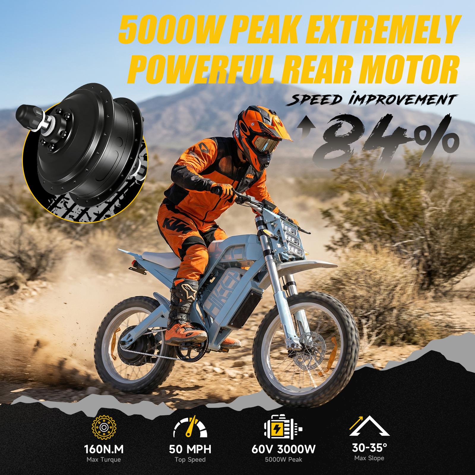 HiKeep MA-D All-Terrain Electric Mountain Bike for Adults, 5000W High Torque Power, 110 Miles Long Range, 19" Fat Tires Off-Road E-Bike with App & NFC Control HiKeep MA-D All-Terrain Electric Mountain Bike for Adults, 5000W High Torque Power, 110 Miles Long Range, 19" Fat Tires Off-Road E-Bike with App & NFC Control