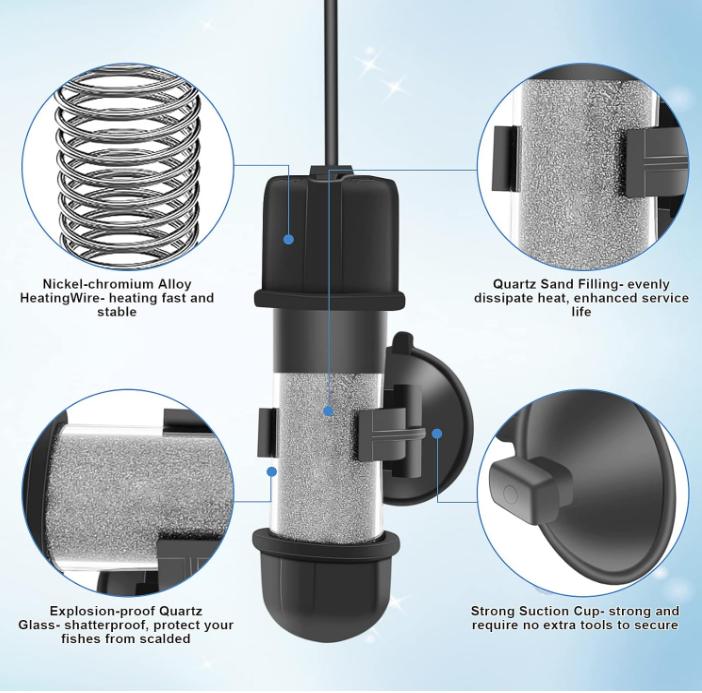 hygger Small Aquarium Betta Heater, Submersible Fish Tank Heater 10W/25W/50W/100W with LED Digital Display, Suitable for Marine Saltwater and Freshwater up to 5/10/16/26 Gallon
