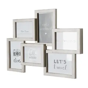 Distressed Cream White Wall Hanging Photo Collage Frame, 12.5" x 18" - Vintage-Inspired Display for Memories