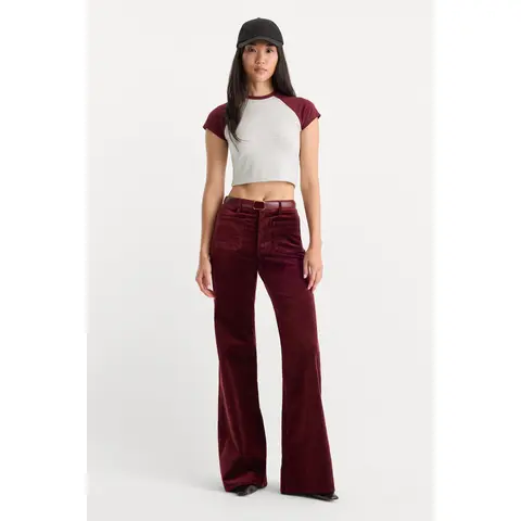 VELVET GOOD WAIST PALAZZO PANT | BERRY NOIR