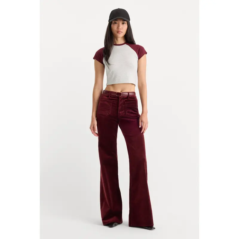 VELVET GOOD WAIST PALAZZO PANT | BERRY NOIR