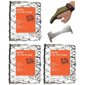 Foldable Castable Crab Trap - Crab Hawk & Crab Jaw Star Trap with Bait Clip - Portable Fishing Rod Crab Pot for Blue Crabs & Dungeness - Designed in USA