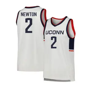 UConn Newton #2 White Basketball Jersey, Huskies NCAA College Basketball Shirt, Men’s Game Day Jersey, Sports Fan Apparel Gift