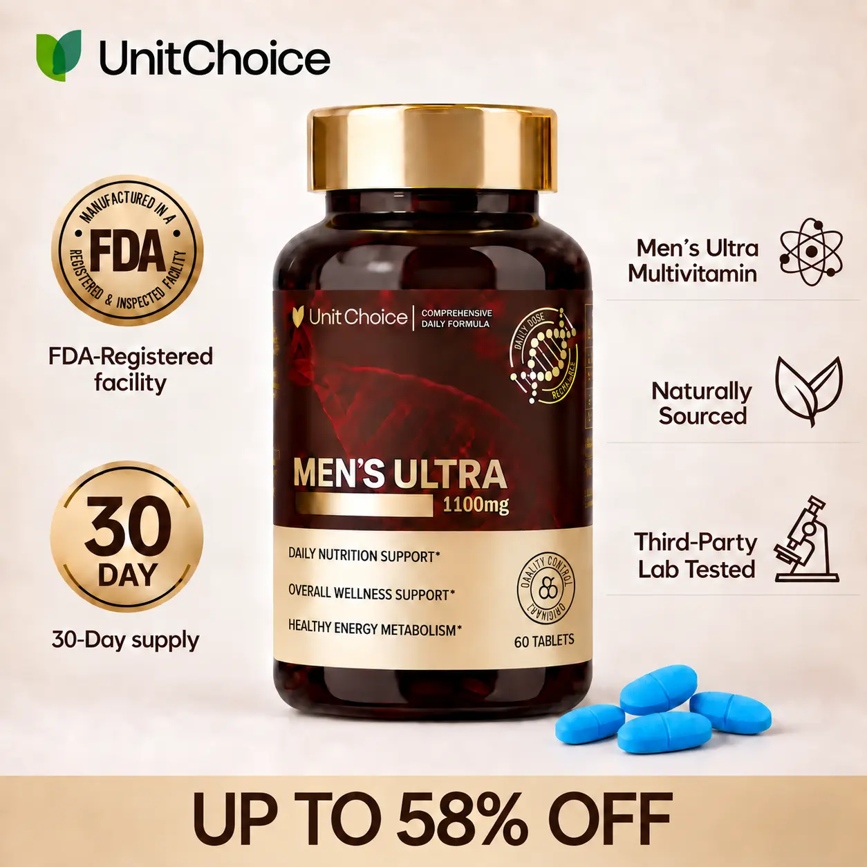 NorthVale MEN’S ULTRA Natural Multivitamin