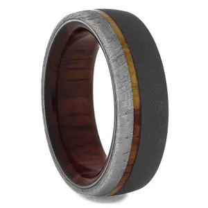 Tulipwood & Meteorite Men's Wedding Band