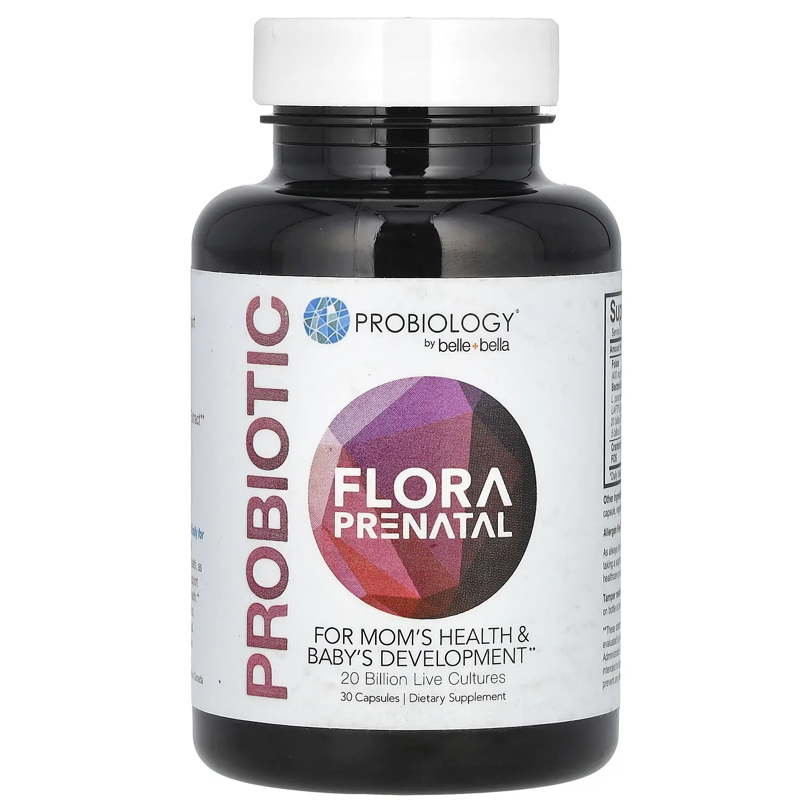 Belle+Bella Probiotic Flora Prenatal, 20 Billion Live Cultures, 30 Capsules