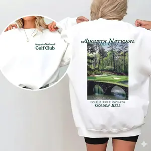 Augusta National Golf Club Sweatshirt/ Tshirt For Men, Iconic Augusta Golf Graphic, Hole 12 Golden Bell Design, Cotton Menswear Apparel AD