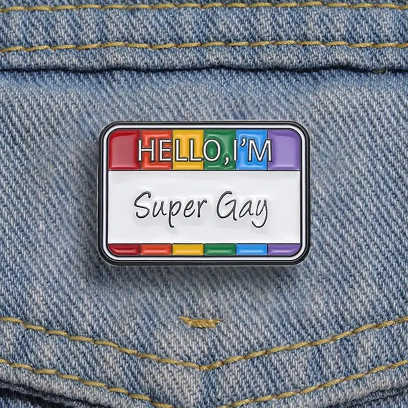 LGBT Pride Rainbow Striped & Letter Pattern Alloy Brooch Pin, Fashion Lapel Brooch for Men & Women for Party, Daily Clothing Decor, Exquisite Brooches for Birthday Gift