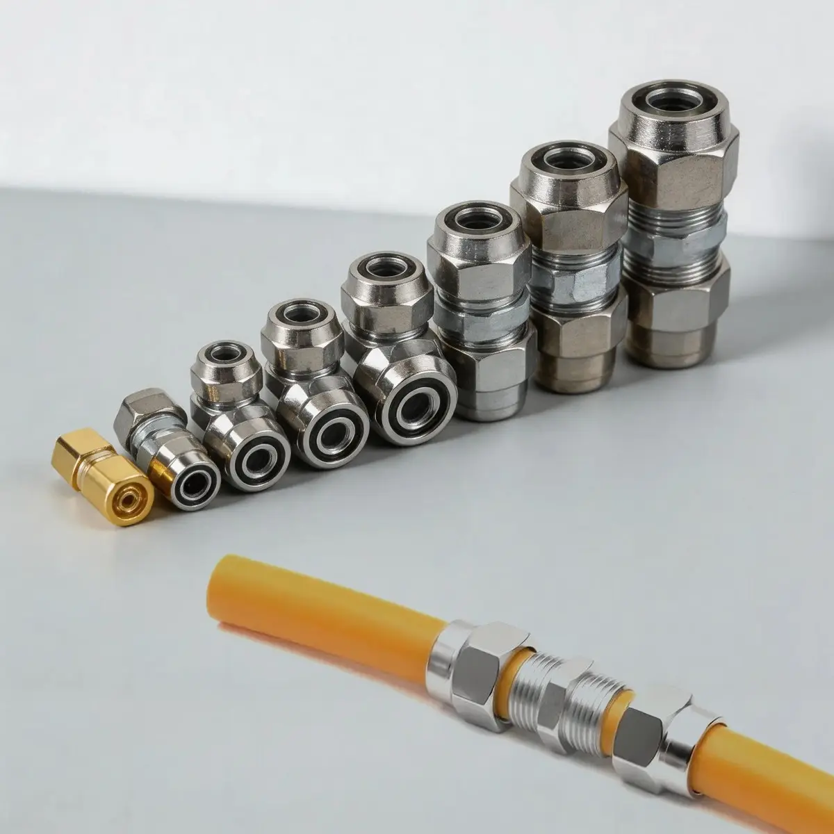 Straight Air Line Fittings for Truck, Heavy Duty Push in Pneumatic Metal Connectors, High Temperature Tubing Quick Joint, Tight Seal, Pressure Resistant, Pneumatic Systems