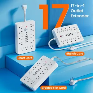 Power Strip with 11 AC Outlets & 6 USB Ports – USB C Surge Protector Extension Cord 5ft/10ft, Multi Outlet Charging Station for Home Office School