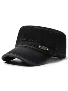 Unisex Cadet Army Cap Washed Casual Twill Military Corps Hat Flat Top Cap