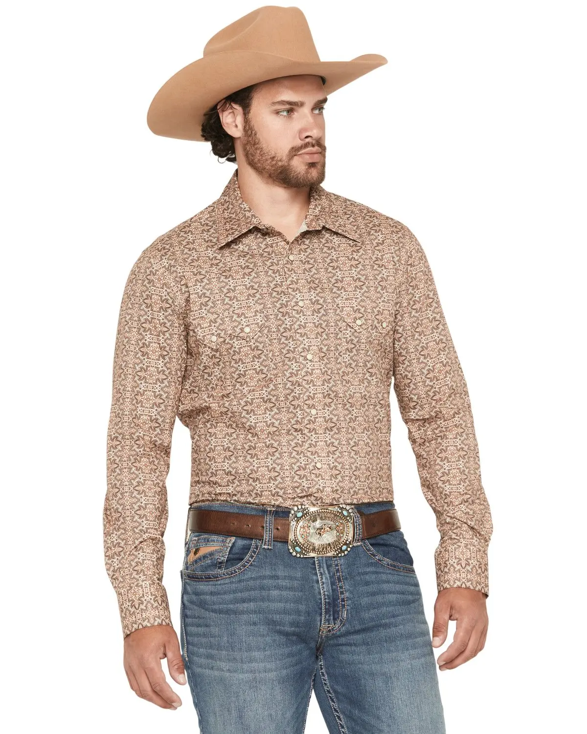 Rock & Roll Denim Men's And Men'S Boot Stitch Print Long Sleeve Snap - Bmn2s07639