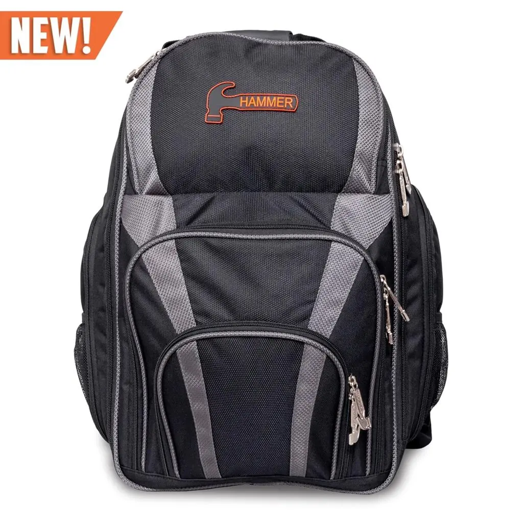 Grey Tournament Bowling Backpack - Adjustable Shoulder Straps, Laptop/Ipad Storage Area, Large Shoe Pocket, Rubber Grip Handle
