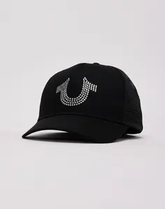 Mens True Religion Rhinestone Horseshoe Trucker Hat