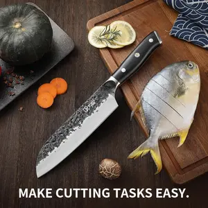 XCHIEF PRO 7'' Japan Santoku Knife - Sharp Chef Kitchen Knife for Meat Cutting, Japanese High-Carbon Steel Cooking Knife, Vegetable Knife, Gift for Mom or Dad, Kitchen Gadgets with Premium Gift Box