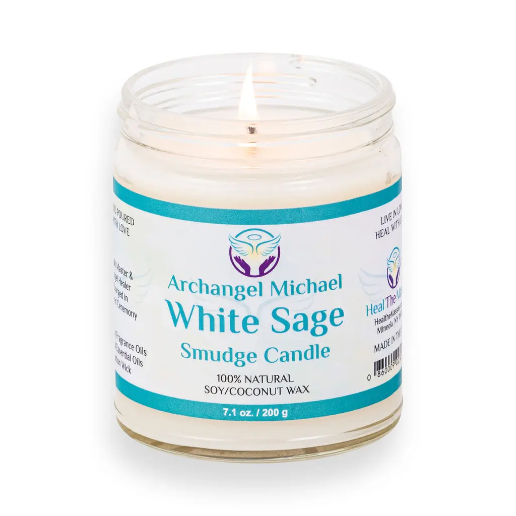 White Sage Candle for Cleansing House Chakra Healing 7 oz Natural Aromatherapy Candle with Soy/Coconut Blend Wax and Cotton Wick smudge